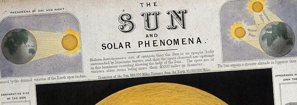 An excerpt from a scientific pamphlet, showing the sun with commentary