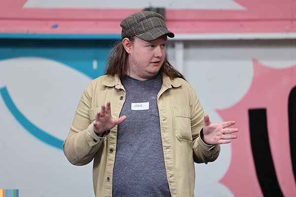 A person explaining something.