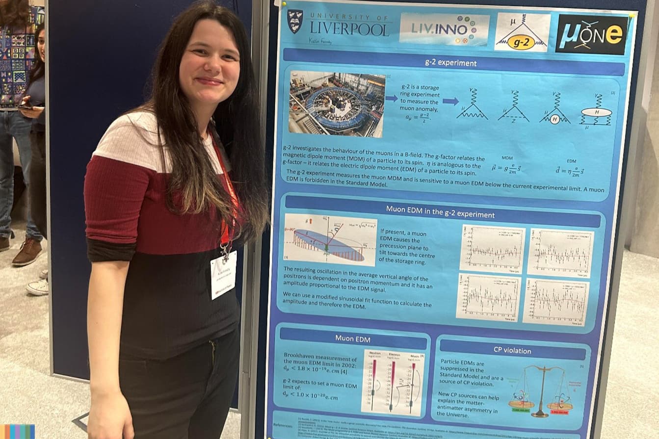 A person during presenting a poster.
