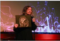 FameLab speaker on stage