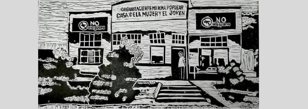 black and white cartoon depicting a Latin America scene