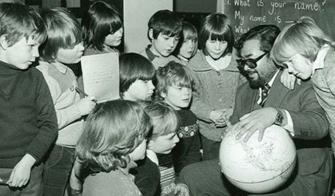 Students and teacher in a language class