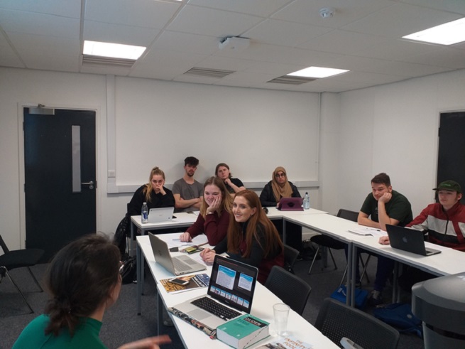 students taking part in a translation workshop