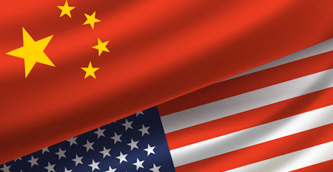 The China and US flags