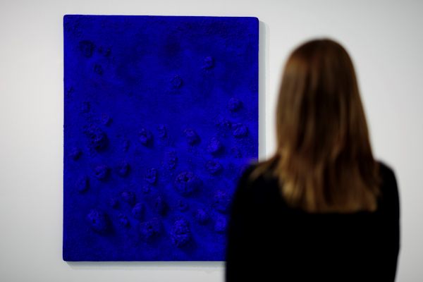 'Blue Sponge Relief (Little Night Music)' 1960 by Yves Klein, on display at Tate Liverpool until 5 March 2017 
© Tate Liverpool, Roger Sinek
