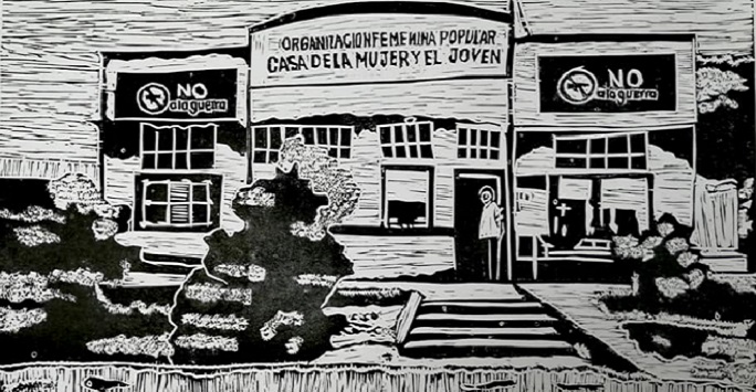 black and white cartoon depicting a Latin America scene