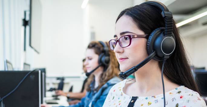 Student with headset