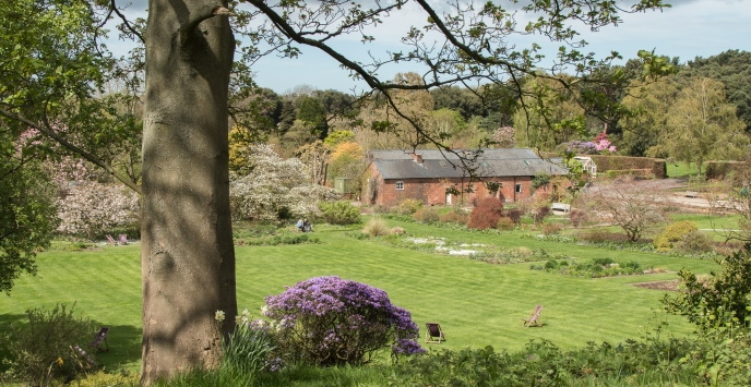 View across the herbaceous borders at Ness