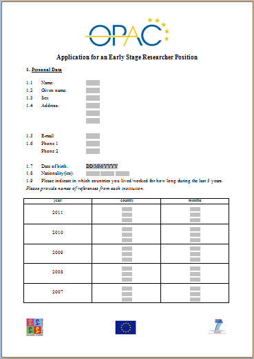 oPAC Application Form pic