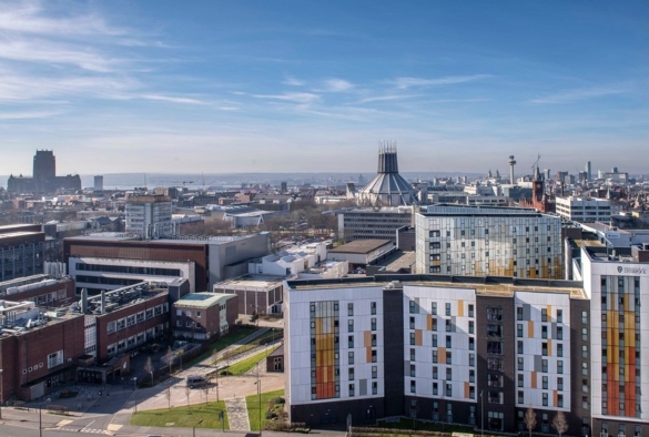 An aerial shot of the University of Liverpool Campus