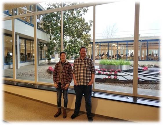 Jordan Li at CERN with his supervisor, Dr Carl Gwilliam.