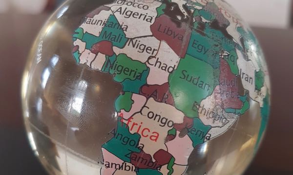 Globe with focus on Africa