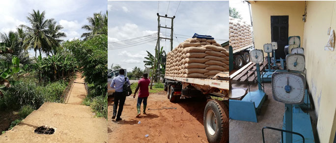 A collage of images related to the distribution of cocoa