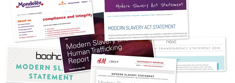 A selection of news headlines related to modern slavery