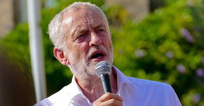 Jeremy Corbyn speaking at a rally