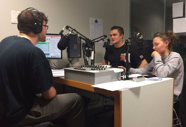 Students running a radio show