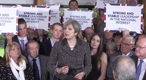 Theresa May during a campaign rally