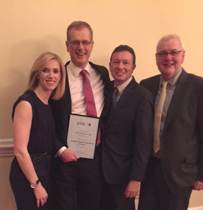 Receiving their award l-r: Dr Whiting and Professors Tonge, Hennessey and McAuley