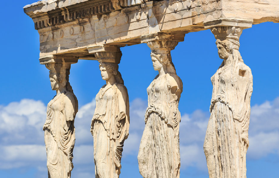 Ancient relics with a blue sky in the background