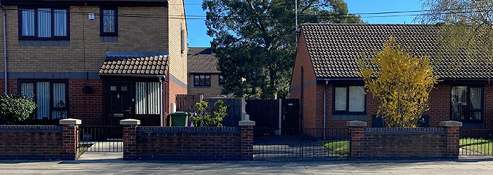 A suburban house and bungalow