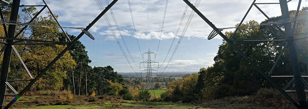 Electricity pylons in countryside