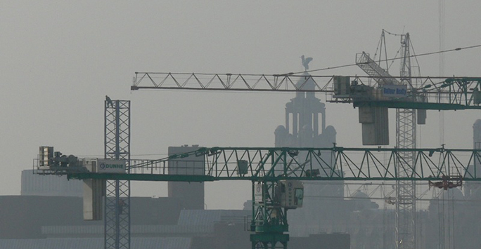 Cranes with Liver Building behind