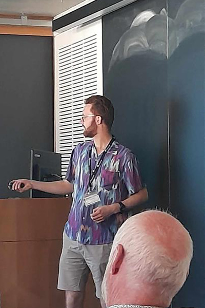 A student giving a talk.