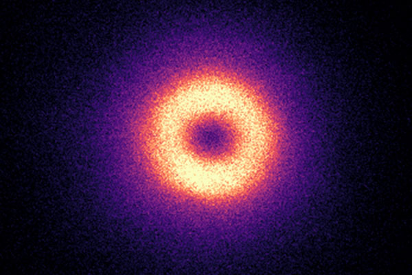 An image spatially coherent OTR captured during the run, demonstrating a beam size of 