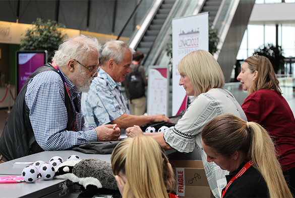 People registering at an event