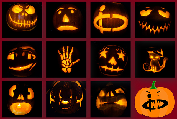 Images of Halloween pumpkins.