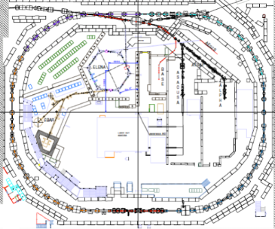 Schematic layout of the AD hall with ELENA and experimental areas