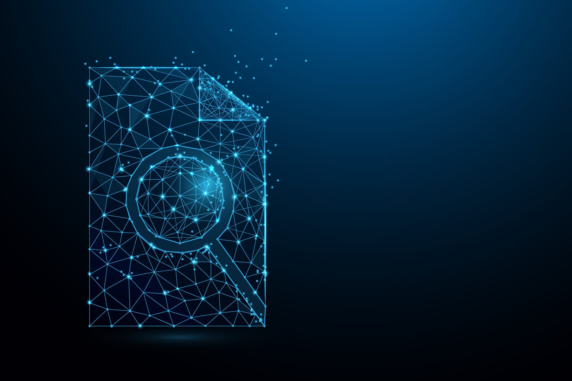 Abstract piece of paper with a magnifiying glass icon