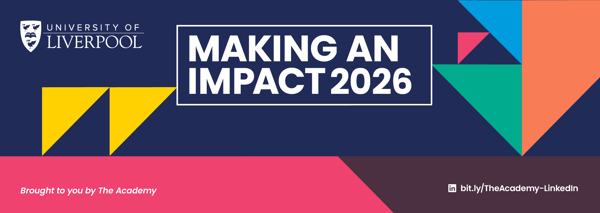 A banner image with colourful triangles that states Making an Impact 2026 in a white box