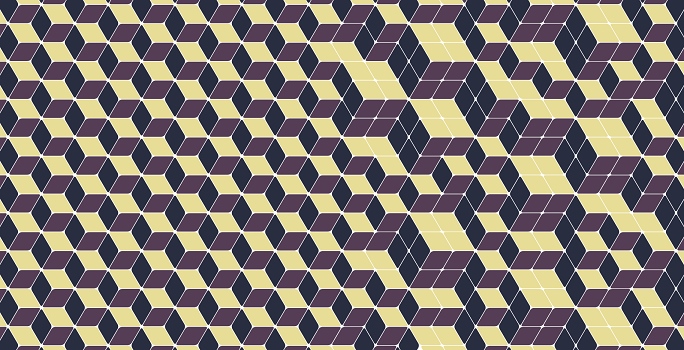 Image quasiperiodic patterns in purple and yellow