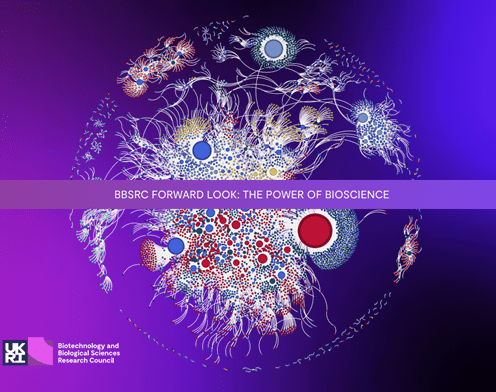 Scientific images on a purple and blue background