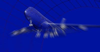 Digital design of an airplane in flight
