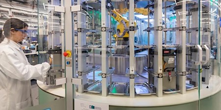 Researcher using scientific equipment