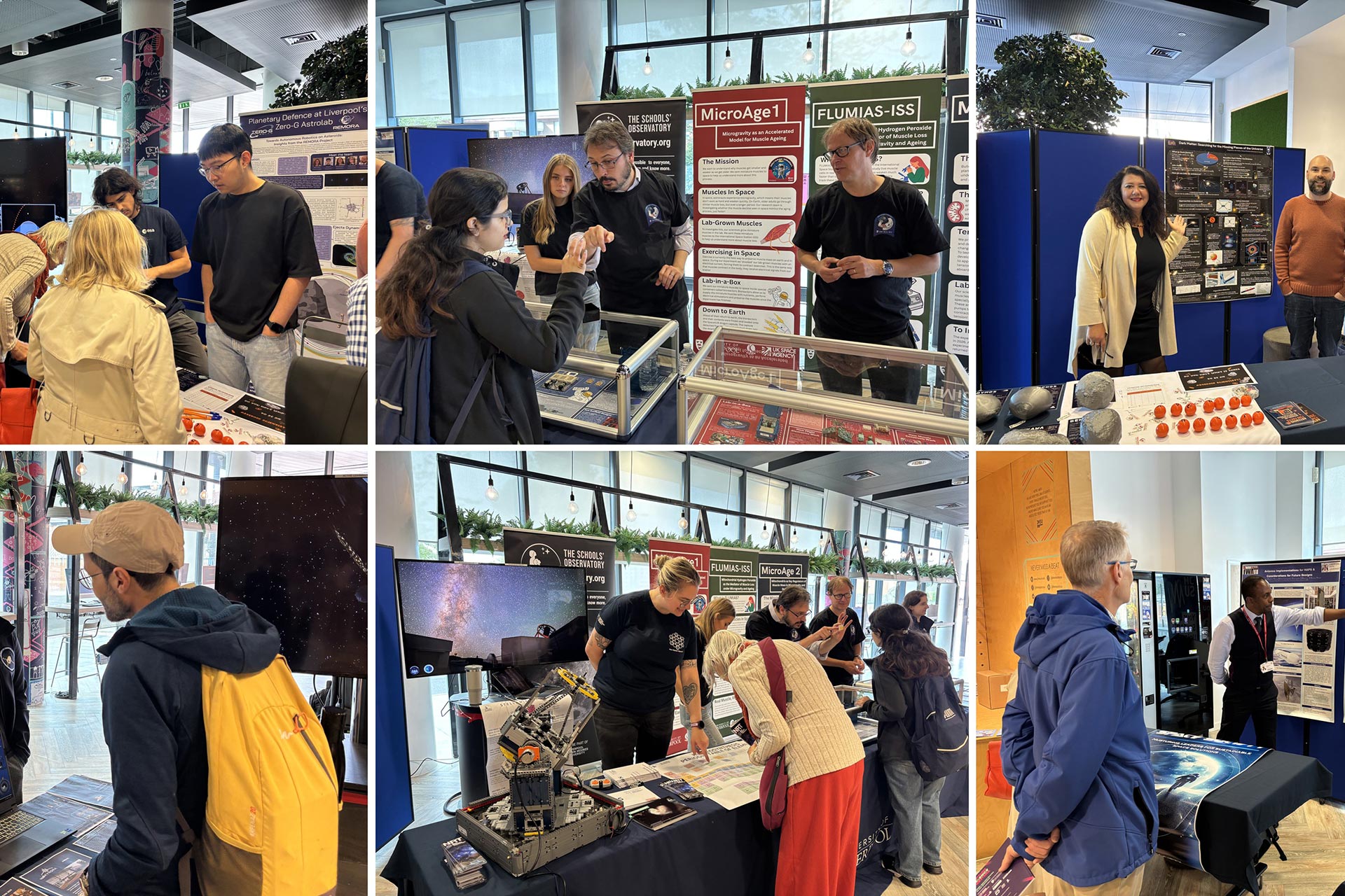 A collage of photographs taken from a British Science Festival events, where space research at the University of Liverpool was being presented