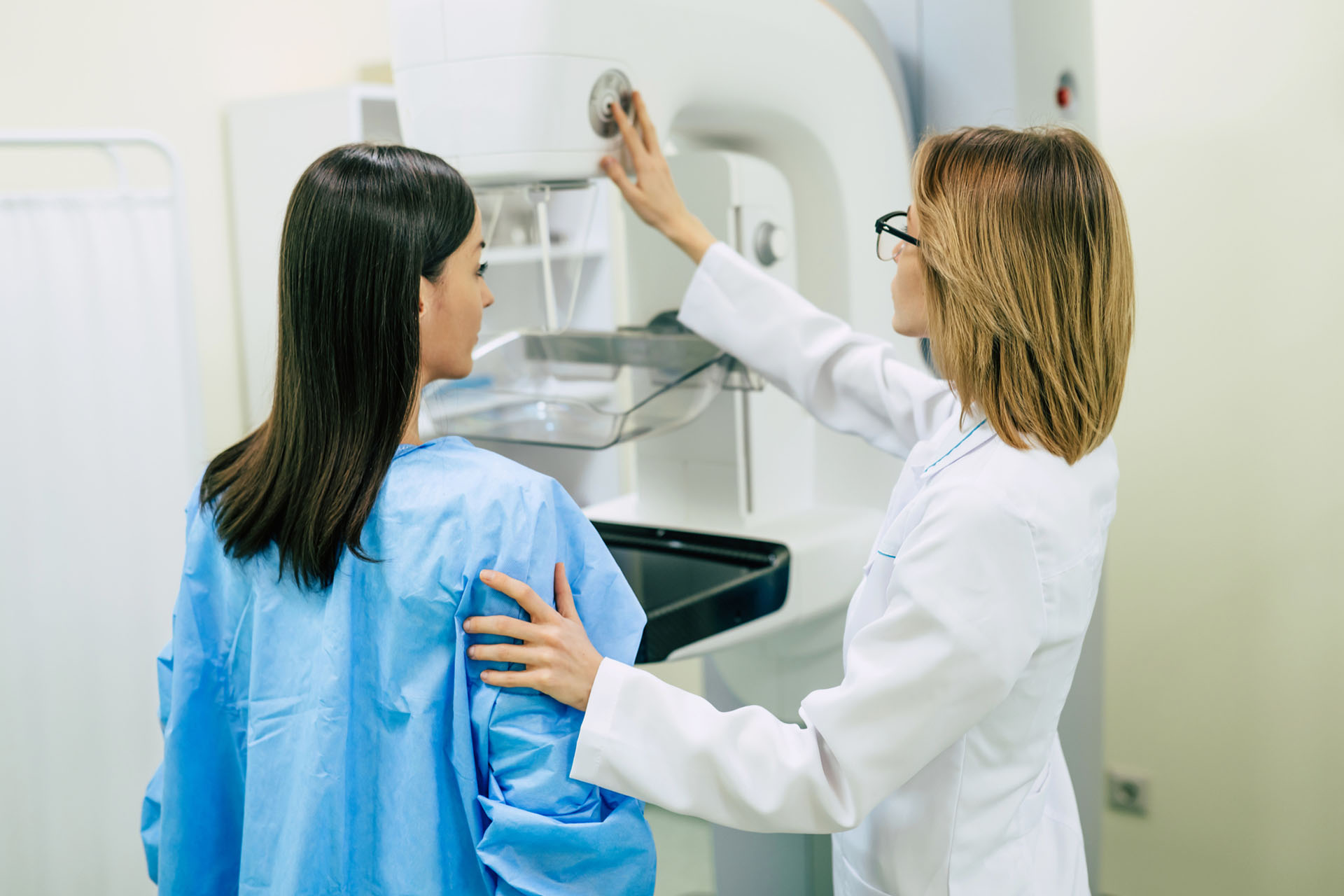 Woman having a mammogram examination