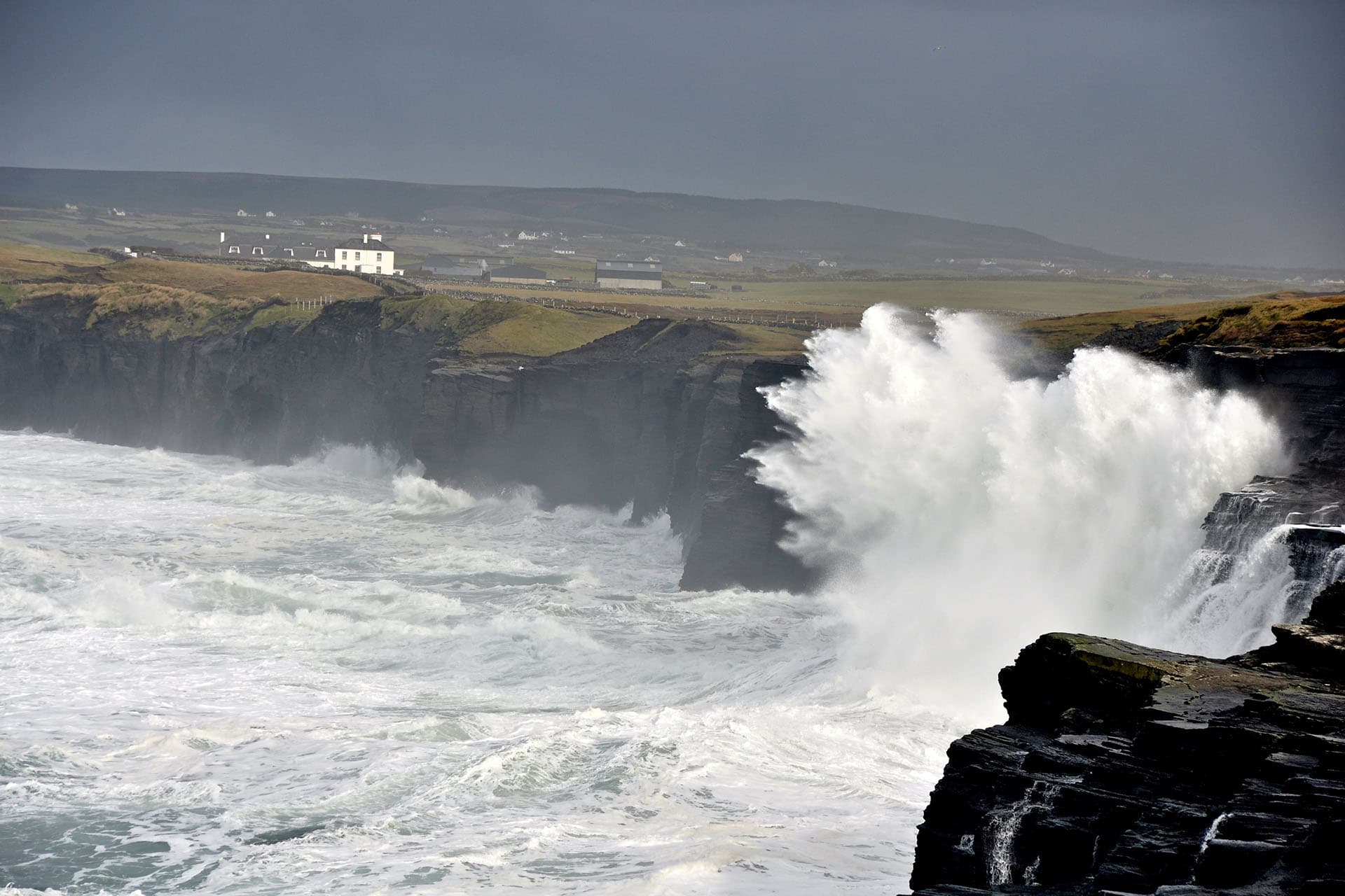 Coast line being hit by large waves