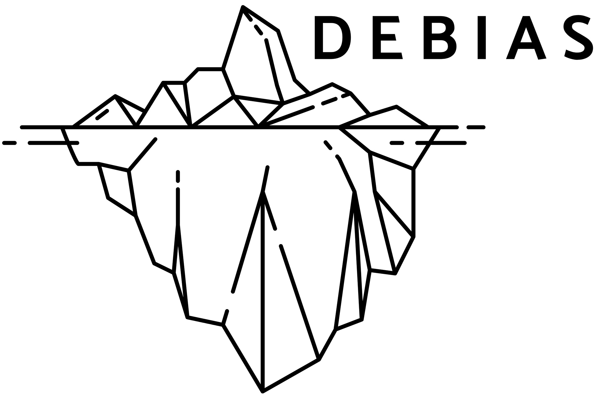 DEBIAS project logo. Black and white graphic of a glacier.