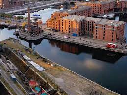 Aerial view of Liverpool waterfront / Canning Dock