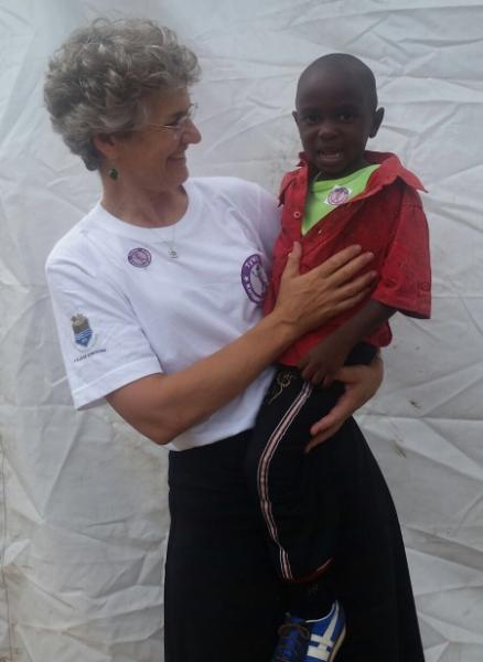 Professor Melita Gordon and Golden Kondowe, the first child in Malawi to receive the Typhoid conjugate vaccine