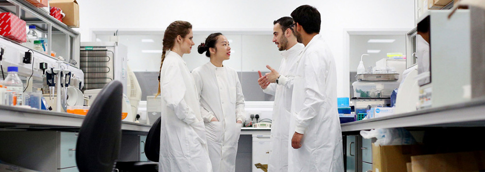 Postgraduate students in a lab