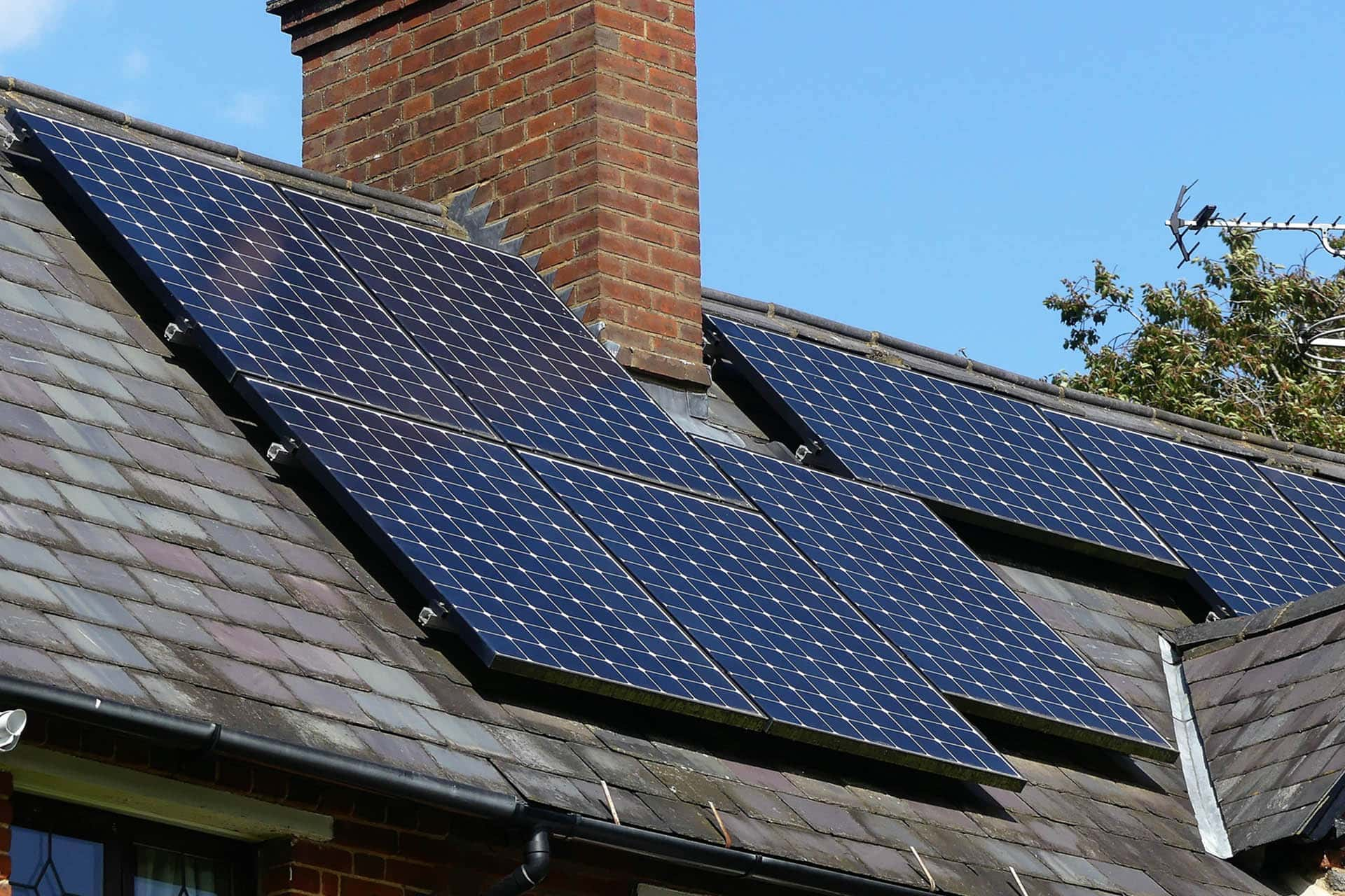 Solar panels on the roof of a house