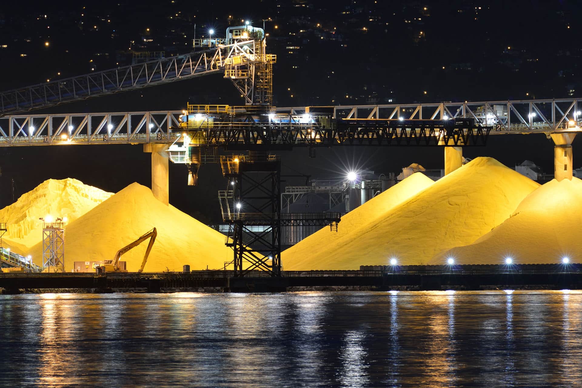 Piles of industrial sulfur