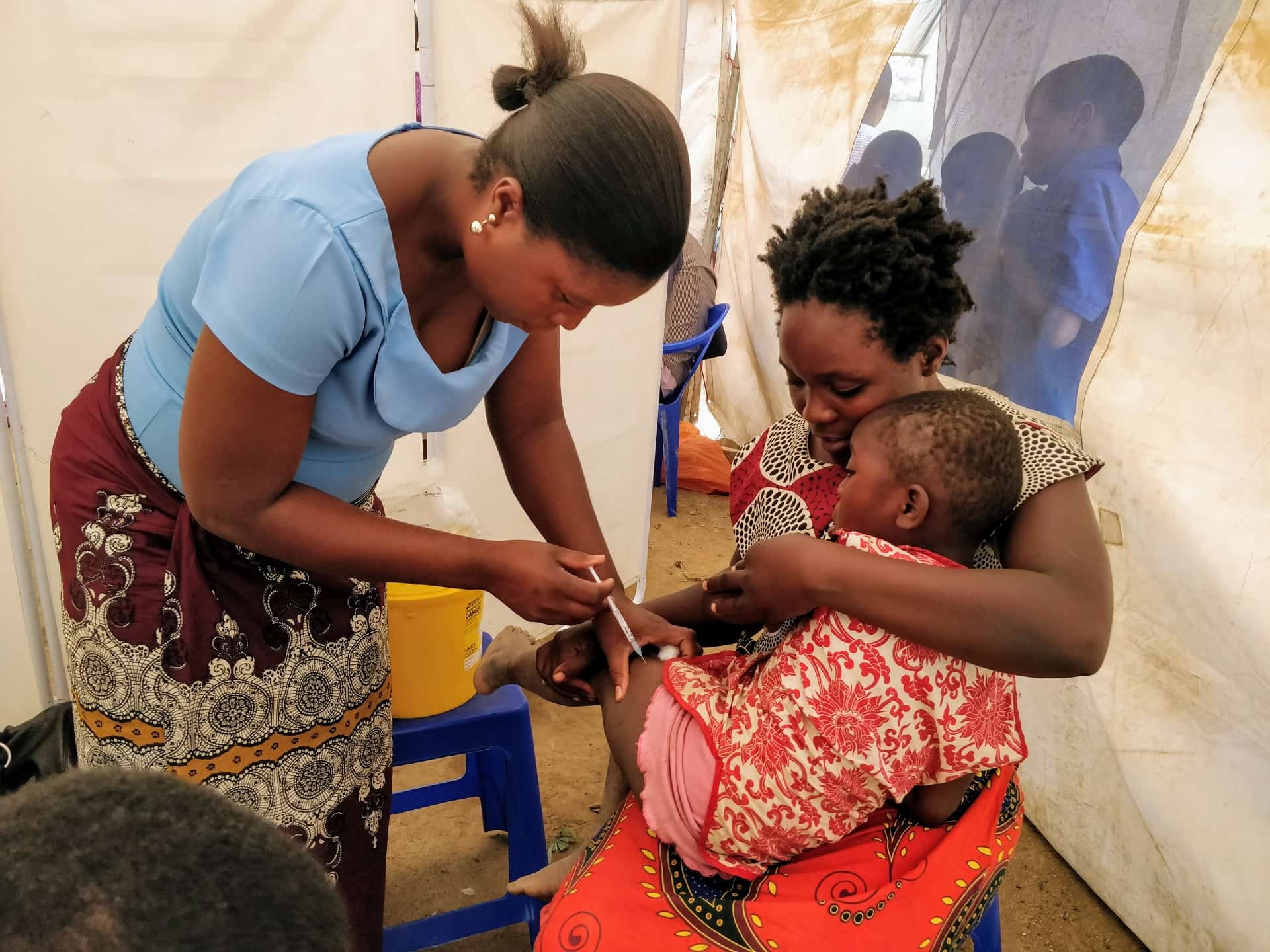 Malawian child receiving tyvac vaccine
