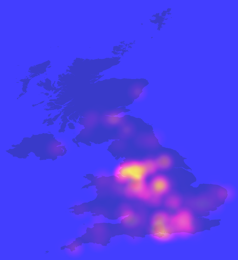 Heatmap showing cases of vomiting dogs