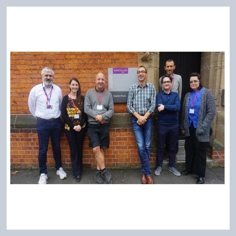 group of colleagues pictured outside University of Manchester building