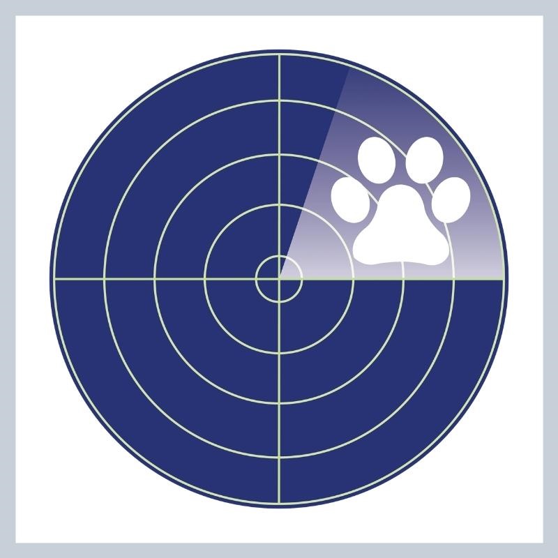 blue radar logo with paw print